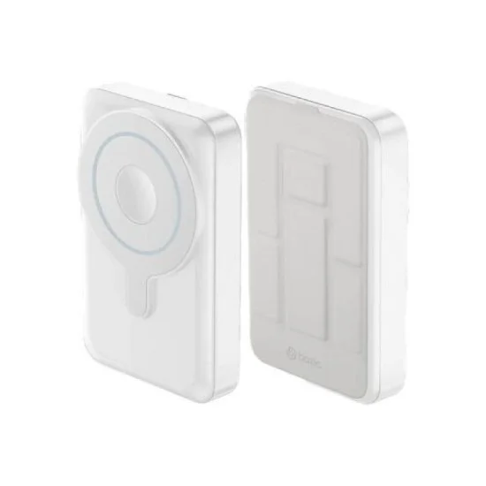 BAZIC GOPOWER 10K, 10000MAH MAGSAFE COMPATIBLE POWER BANK WITH BUILT-IN APPLE WATCH CHARGER - WHITE